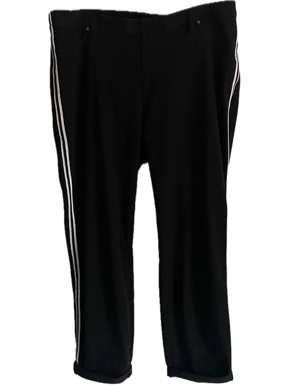 Time and Tru Black Capri Pants with White Side Stripes